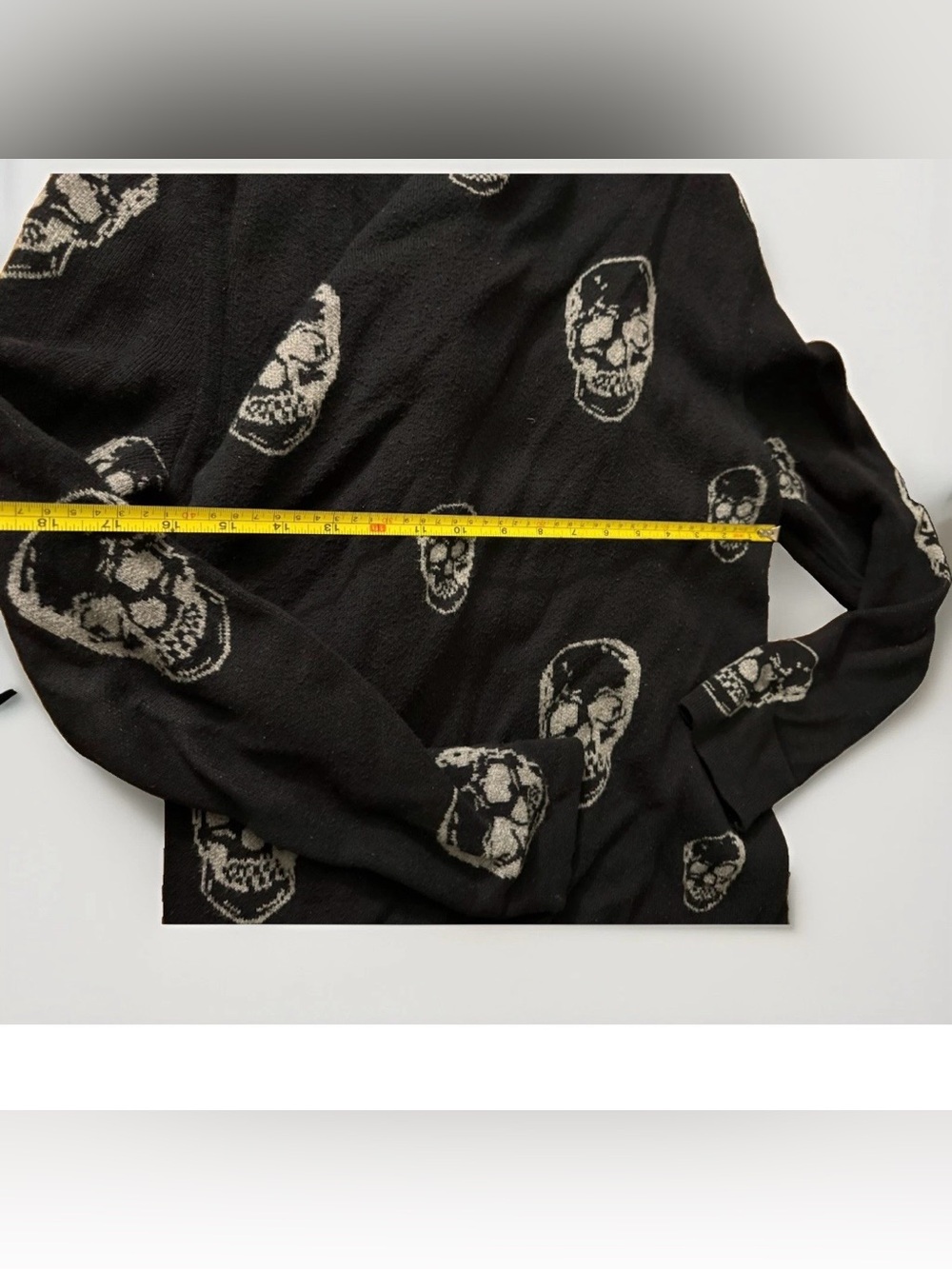 Marled Womens M Skull Cardigan Black Goth Halloween Waterfall Draped Sweater - Picture 9 of 9